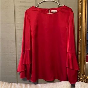 Tahari M bright red blouse